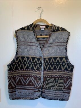 Funky Aztec Pattern Wool Blend Vest